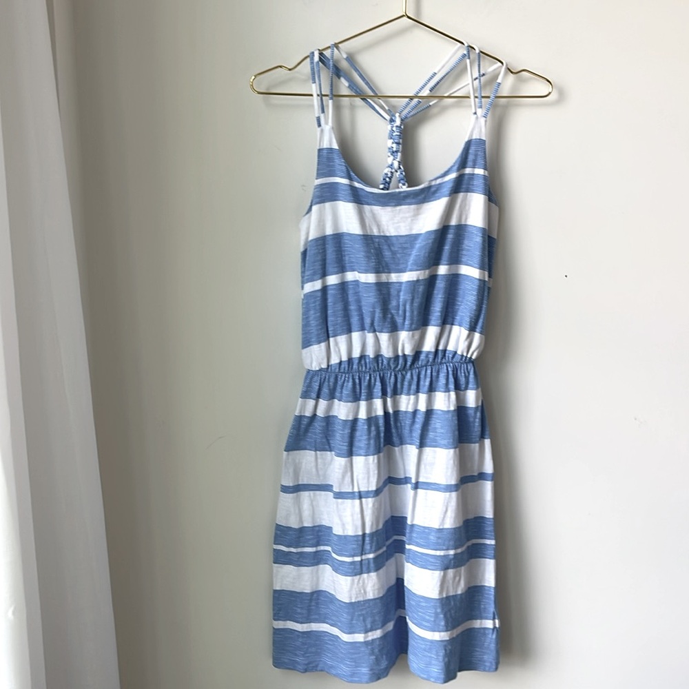 Lilly Pulitzer Blue and White Striped Braided-Back Mini Dress